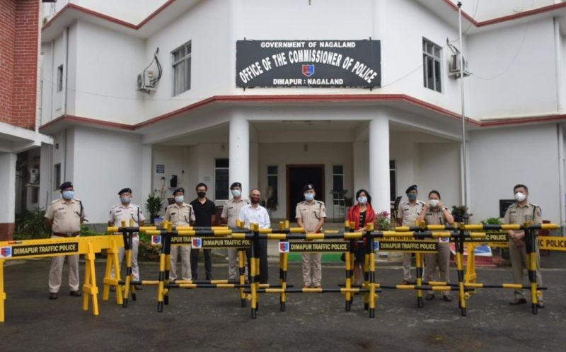 Commissioner of Police Dimapur, Rothihu Tetseo IPS with othr officials during the launching of the bamboo barricades for Dimapur Police from Commissioner Police office Dimapur on August 4. (DIPR Photo)